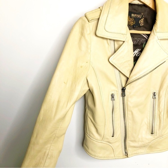 BUFFALO David Bitton tan leather Moto jacket - Picture 4 of 15